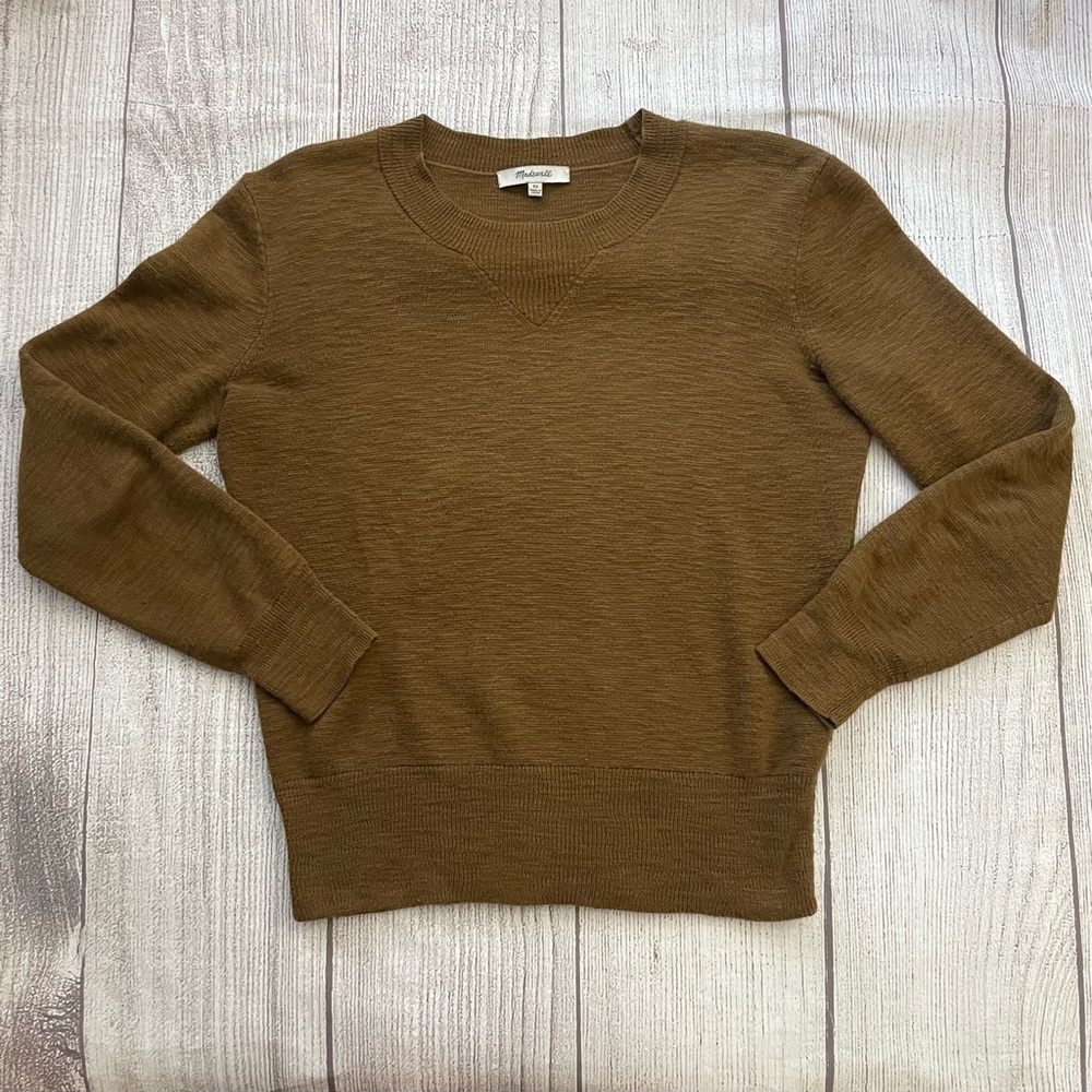 MADEWELL Women’s Milestone V-Neck Pullover Sweater Tan Weathered Olive Size XS - Picture 6 of 12